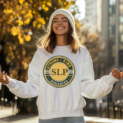 Strong + Kind SLP Sweatshirt – Boho Minimalist Speech Therapist Crewneck, Pathologist Gift