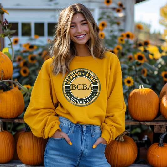 Strong + Kind BCBA Sweatshirt – Boho Minimalist Behavior Analyst Crewneck, Therapist Gift