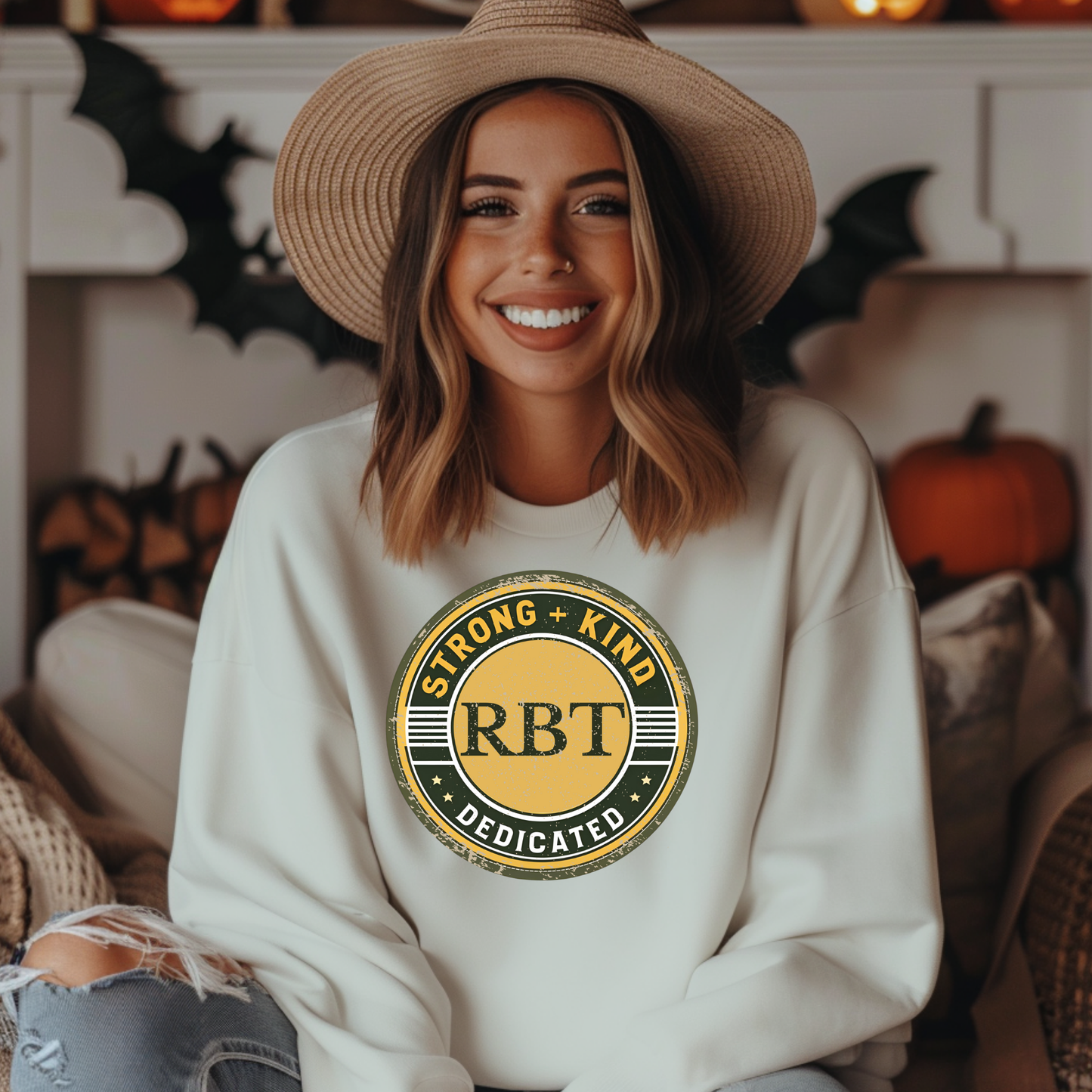 Boho Minimalist RBT Sweatshirt – Strong + Kind Registered Behavior Technician Crewneck, ABA Therapy Gift