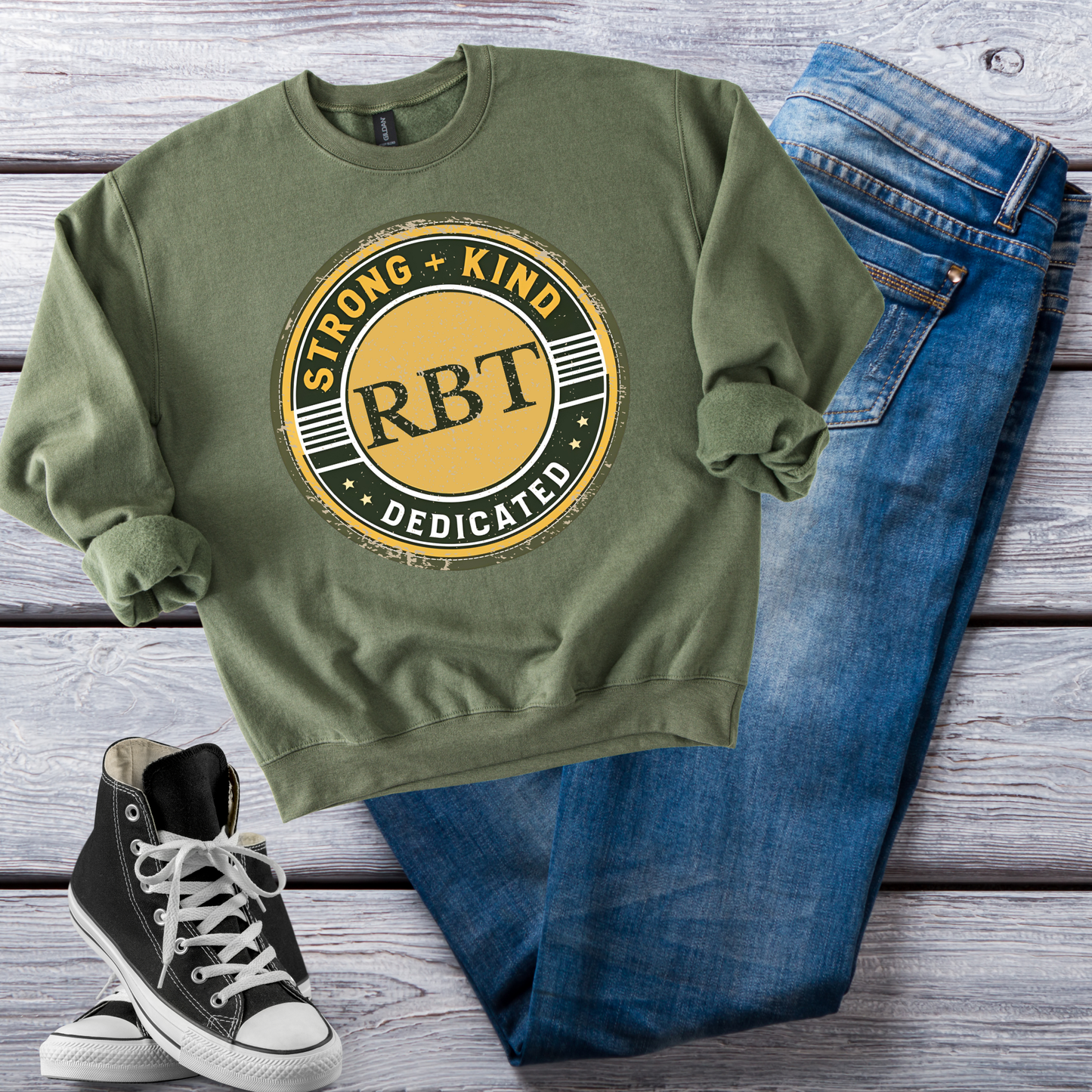 Boho Minimalist RBT Sweatshirt – Strong + Kind Registered Behavior Technician Crewneck, ABA Therapy Gift