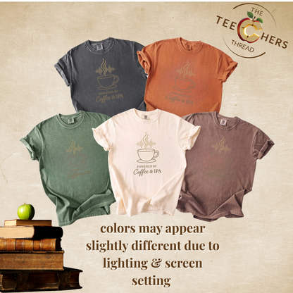 Powered by Coffee & IEPs Shirt – Teacher SLP Special Education Tee – Comfort Colors 1717 Boho Tee