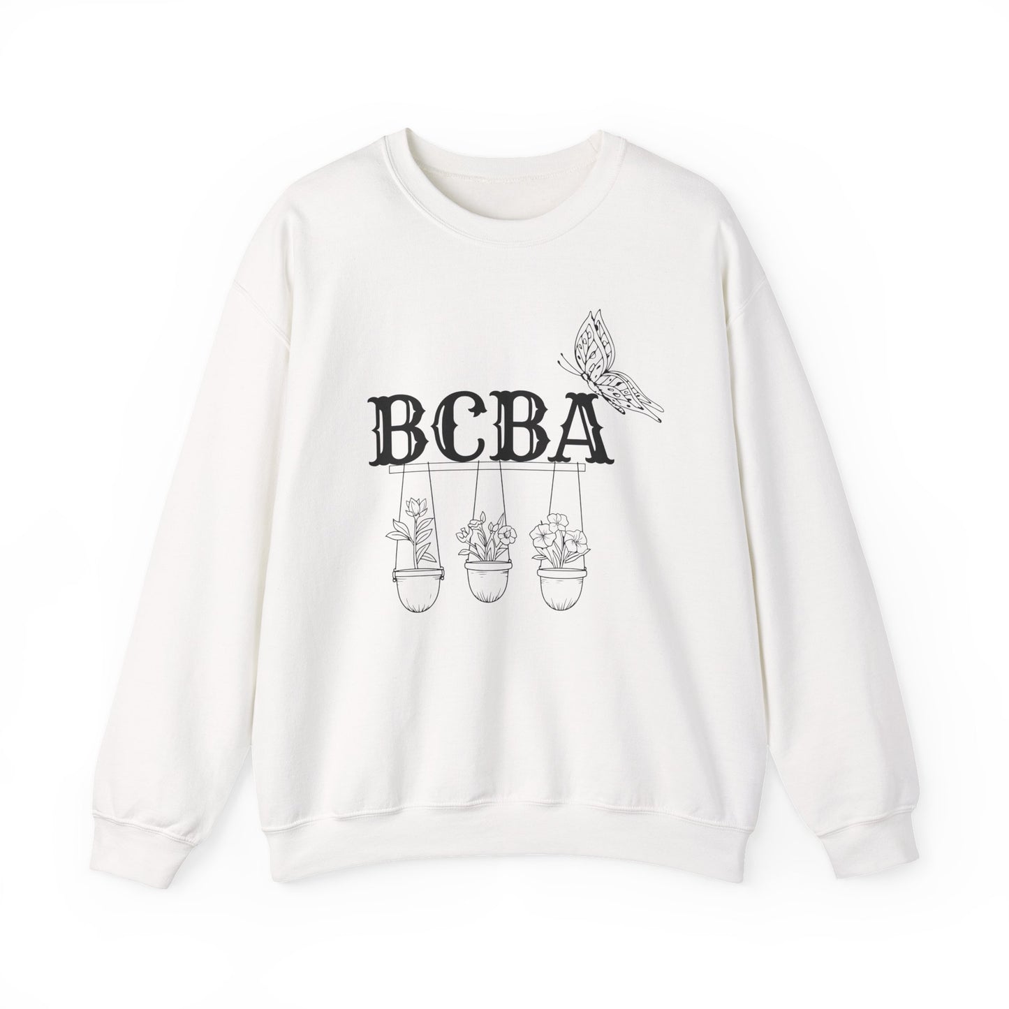 Minimalist BCBA Sweatshirt – Boho Behavior Analyst Crewneck, Therapist Pride Gift, Gildan 18000