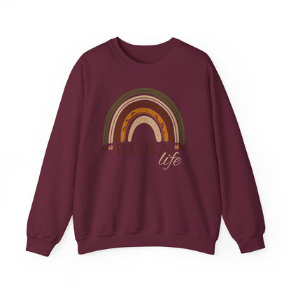Boho Rainbow BCBA Sweatshirt – Minimalist Behavior Analyst Crewneck, Therapist Pride Gift