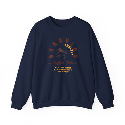 Coffee Club BCBA Sweatshirt – Boho Minimalist Behavior Analyst Crewneck, Funny Therapist Gift