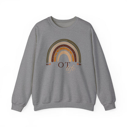 Boho Rainbow OT Sweatshirt – Minimalist Occupational Therapist Crewneck, Therapy Gift