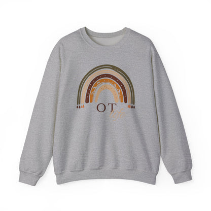 Boho Rainbow OT Sweatshirt – Minimalist Occupational Therapist Crewneck, Therapy Gift