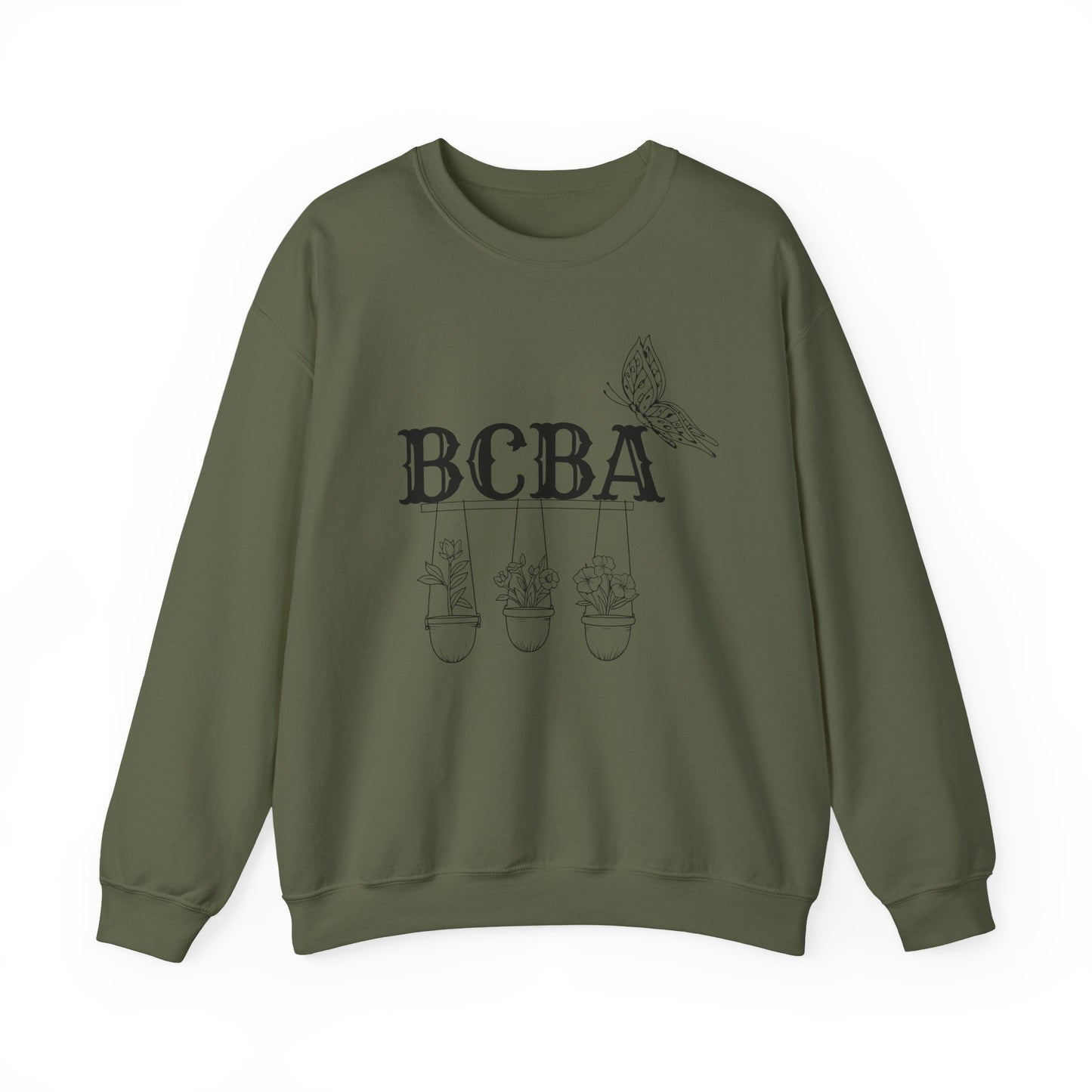 Minimalist BCBA Sweatshirt – Boho Behavior Analyst Crewneck, Therapist Pride Gift, Gildan 18000