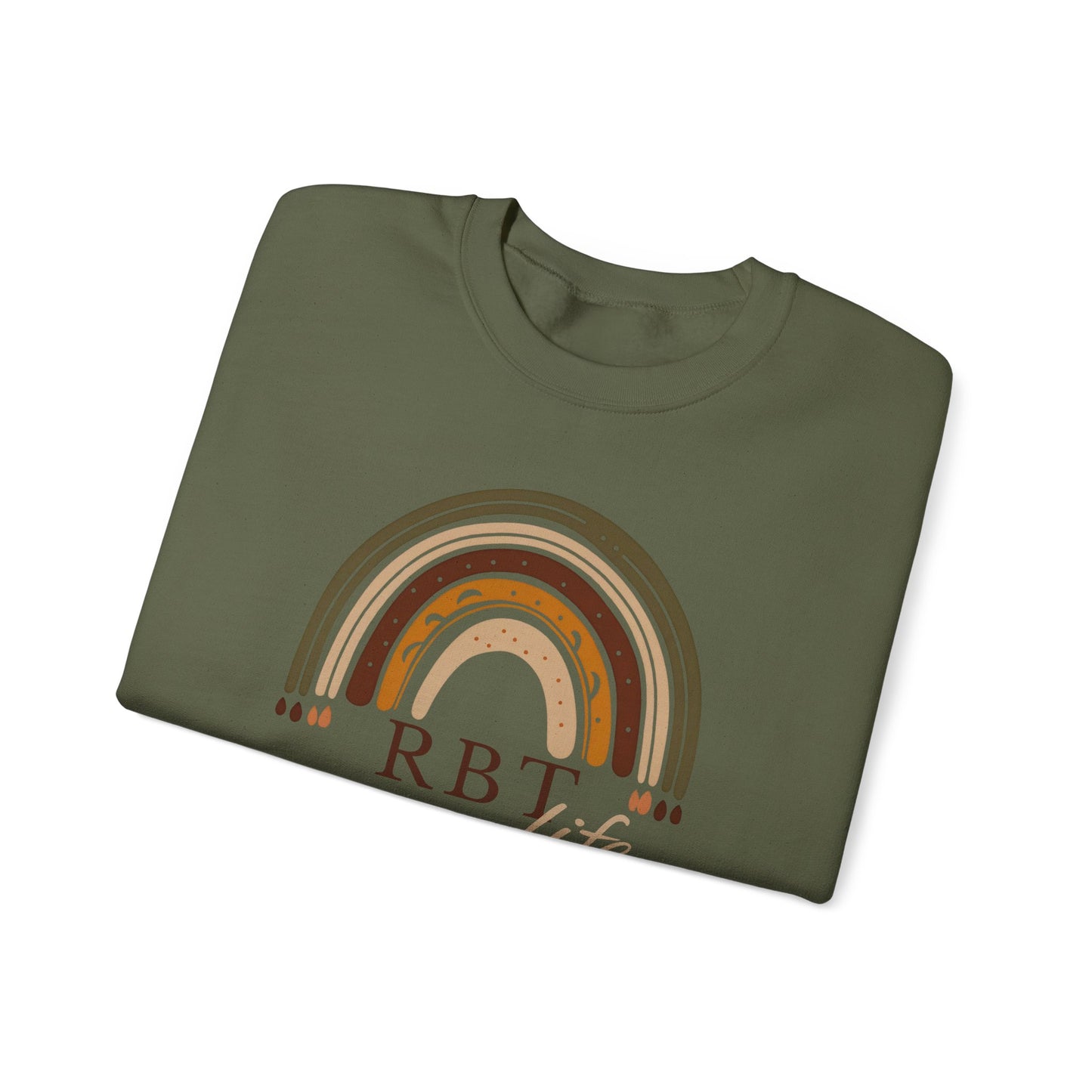 Boho Rainbow RBT Sweatshirt – Minimalist Registered Behavior Technician Crewneck, ABA Therapist Gift