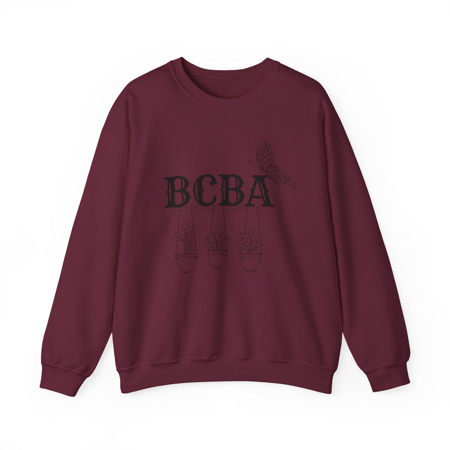 Minimalist BCBA Sweatshirt – Boho Behavior Analyst Crewneck, Therapist Pride Gift, Gildan 18000