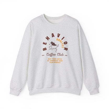 Coffee Club BCBA Sweatshirt – Boho Minimalist Behavior Analyst Crewneck, Funny Therapist Gift