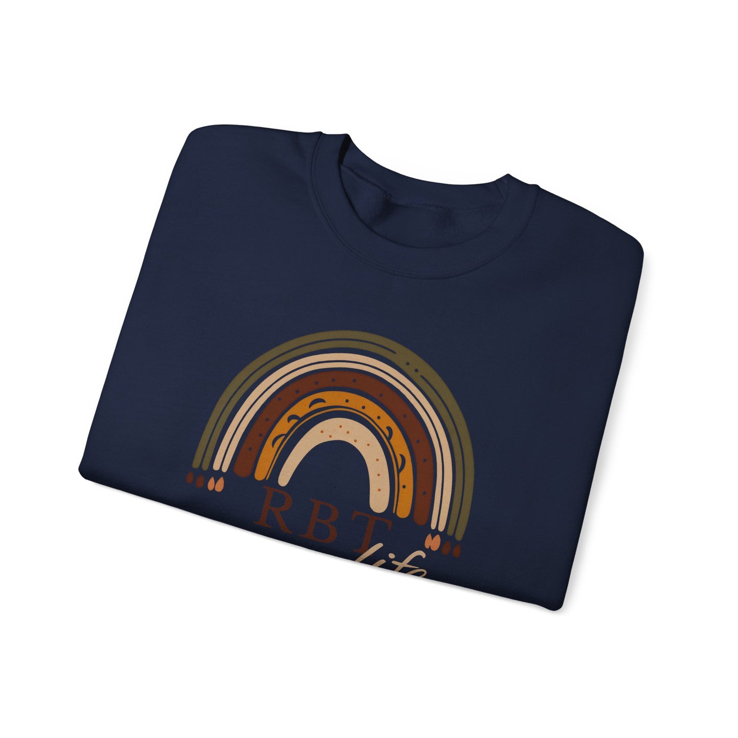 Boho Rainbow RBT Sweatshirt – Minimalist Registered Behavior Technician Crewneck, ABA Therapist Gift