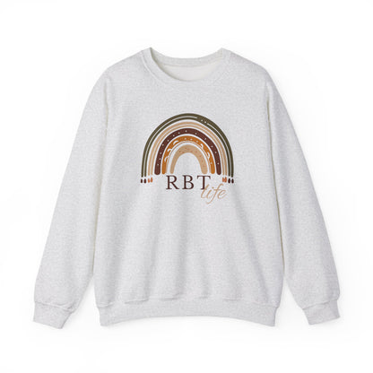 Boho Rainbow RBT Sweatshirt – Minimalist Registered Behavior Technician Crewneck, ABA Therapist Gift