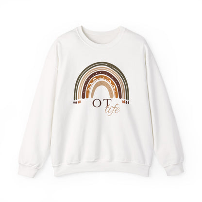 Boho Rainbow OT Sweatshirt – Minimalist Occupational Therapist Crewneck, Therapy Gift