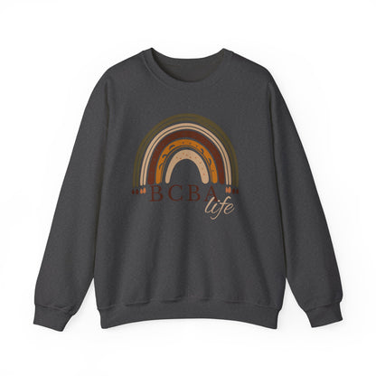 Boho Rainbow BCBA Sweatshirt – Minimalist Behavior Analyst Crewneck, Therapist Pride Gift
