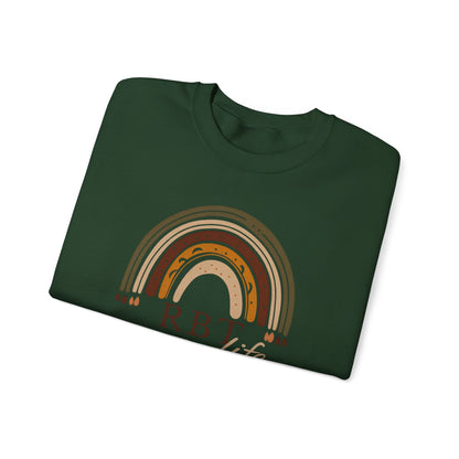 Boho Rainbow RBT Sweatshirt – Minimalist Registered Behavior Technician Crewneck, ABA Therapist Gift