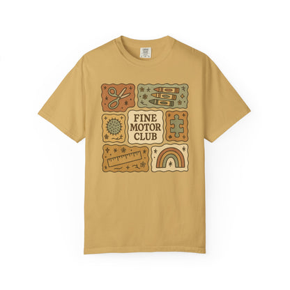 Fine Motor Club Tee – OT Occupational Therapy Comfort Colors 1717 Shirt – Boho Patchwork Graphic Tee
