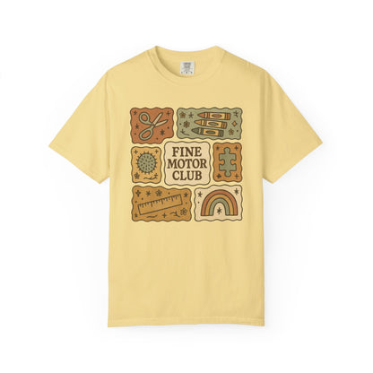 Fine Motor Club Tee – OT Occupational Therapy Comfort Colors 1717 Shirt – Boho Patchwork Graphic Tee