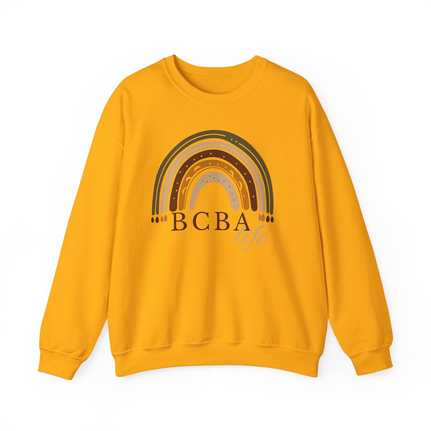 Boho Rainbow BCBA Sweatshirt – Minimalist Behavior Analyst Crewneck, Therapist Pride Gift
