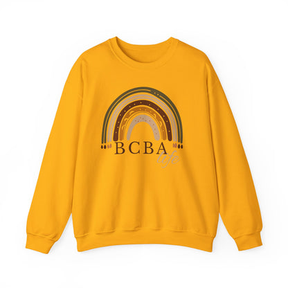 Boho Rainbow BCBA Sweatshirt – Minimalist Behavior Analyst Crewneck, Therapist Pride Gift