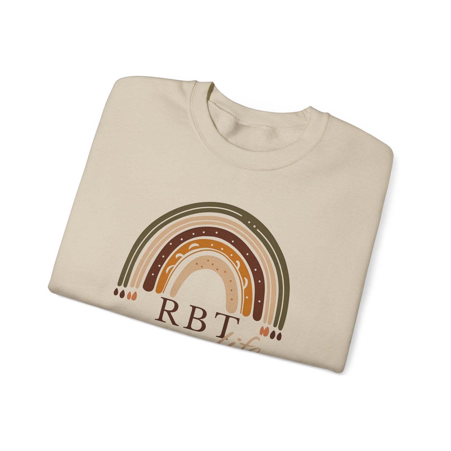Boho Rainbow RBT Sweatshirt – Minimalist Registered Behavior Technician Crewneck, ABA Therapist Gift