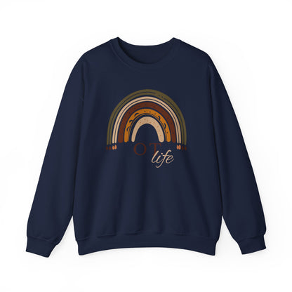 Boho Rainbow OT Sweatshirt – Minimalist Occupational Therapist Crewneck, Therapy Gift