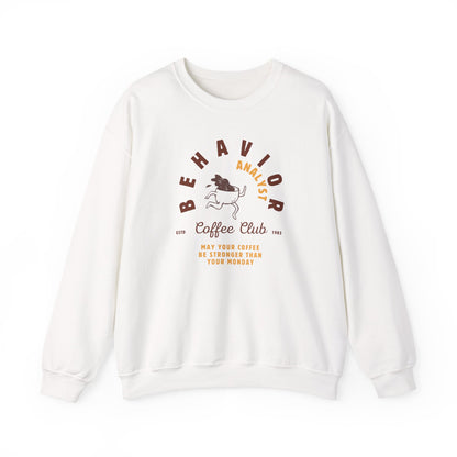 Coffee Club BCBA Sweatshirt – Boho Minimalist Behavior Analyst Crewneck, Funny Therapist Gift