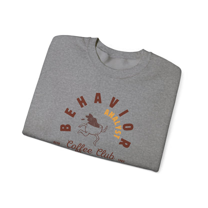 Coffee Club BCBA Sweatshirt – Boho Minimalist Behavior Analyst Crewneck, Funny Therapist Gift