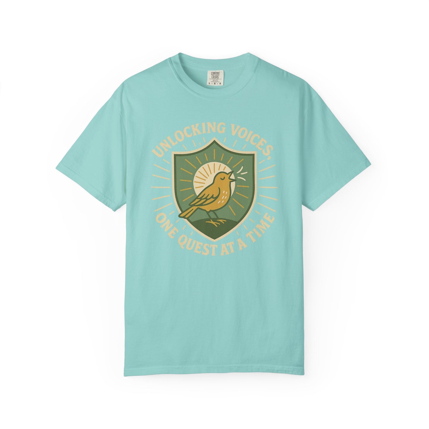 Unlocking Voices Shirt – Speech Therapist Bird Crest Tee – Boho Minimal Comfort Colors 1717 Tee